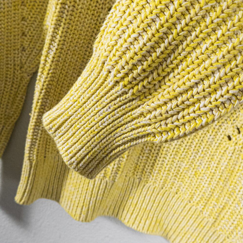 Lucky Brand Cotton Eyelet Sweater Yellow Size L Coastal Cottagecore - Picture 5 of 8